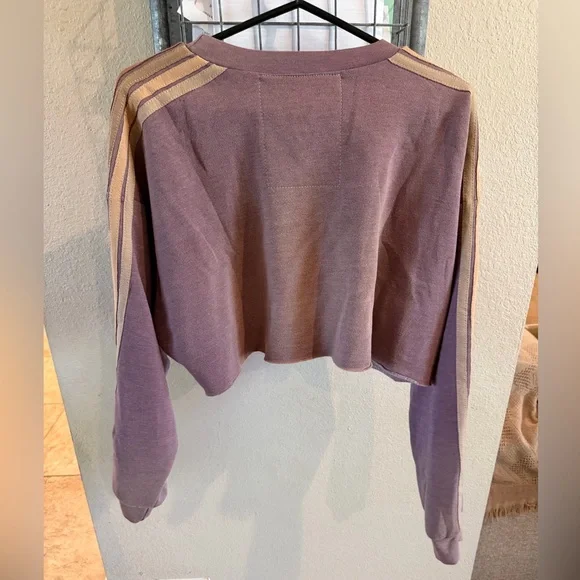 Aviator Nation CLASSIC STRIPE CROPPED CREW SWEATSHIRT RELAXED - FADED MOCHA - Picture 5 of 7